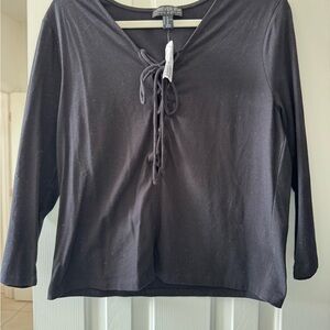 Forever 21 Black Lace-Up Long Sleeve Top